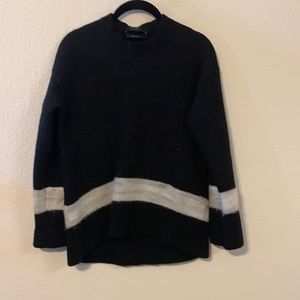 All Saints Black and White Merino Wool Sweater